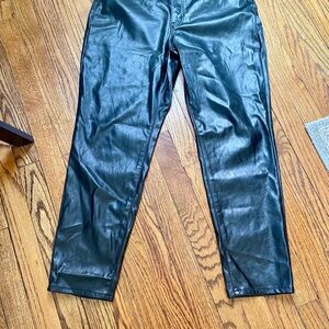 High Rise Black Faux Leather Pants